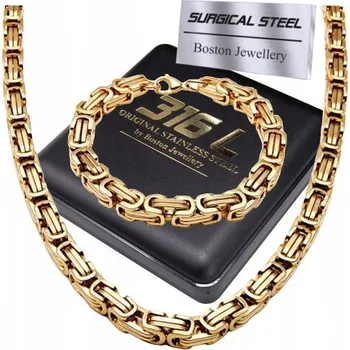 Řetízek BOSTON JEWELLERY Zlatý řetízek s náramkem Royal Weave 6mm Premium Chirurgická ocel