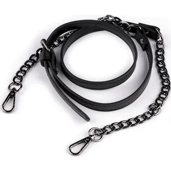 Koženkový popruh / ucho na kabelku s řetízkem a karabinami šíře 1,5 cm Varianta: 7 černá černý nikl, Balení: 1 ks