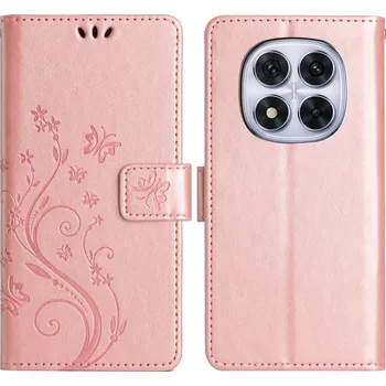 Pouzdro na mobilní telefon Flowers knížkové pouzdro na Xiaomi Redmi Note 14 Pro 5G/Poco X7 5G - růžovozlaté