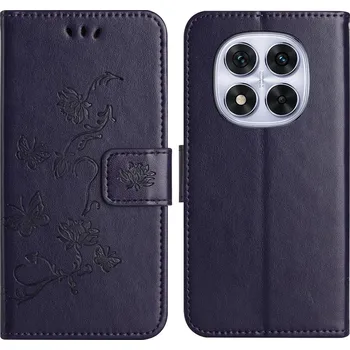 Pouzdro na mobilní telefon Flower knížkové pouzdro na Xiaomi Redmi Note 14 Pro 5G/Poco X7 5G/Note 14 Pro+ 5G - tmavěfialové