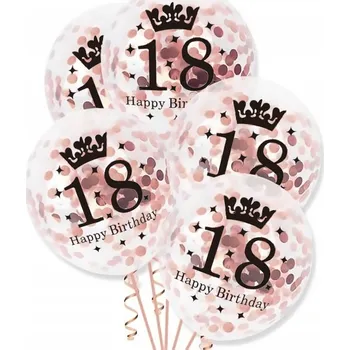 Balónek Balón s konfetami Rose Gold Osmnáctka Narozeniny 18