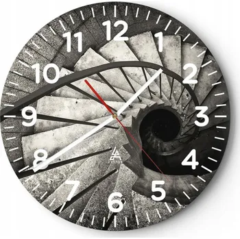 Hodiny Nástěnné hodiny do obýváku 40x40 Schody Kulatý Hodiny na skle Loft Tiché