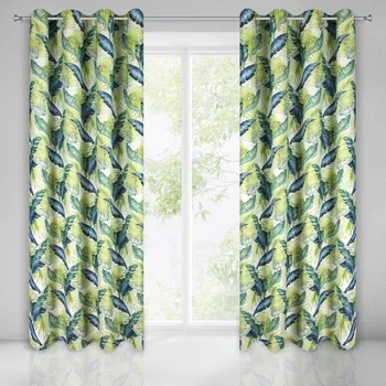 Sprchový závěs Zetemňovací závěs na kroužcích HANNA se vzory listů 140x250 cm