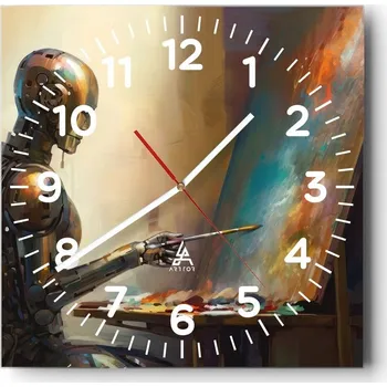 Hodiny Kuchyňské nástěnné hodiny 30x30 Malířství Skleněné hodiny do obýváku Moderní Tiché