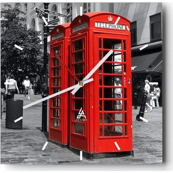 Hodiny Velké nástěnné hodiny na zeď 40x40 Město Skleněné hodiny Čtvercové Tiché