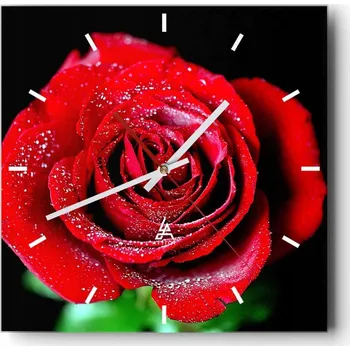 Hodiny Velké nástěnné hodiny na zeď 40x40 Květiny Skleněné hodiny Čtvercové Tiché