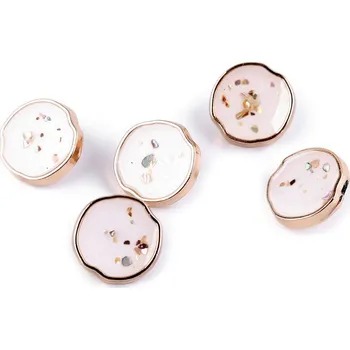 Knoflík Kovový knoflík AB perleť v pryskyřici velikost 24"; 32"; 36" Varianta: 1 (24") bílá zlatá, Balení: 5 ks