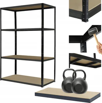 Dílenský regál Kovový regál BLACK PREMIUM do garáže, stojan HELIOS 180x100x35 cm, 4 police, nosnost 275 kg/police