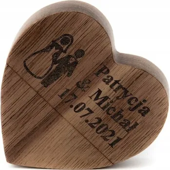 USB flash disk Svatební flash disk SRDCE Dřevěný 16 GB USB 2.0 + GRAVÍROVACÍ svatba DÁREK
