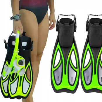 Ploutve PLOUTVE NA ŠNORCHLOVÁNÍ POTÁPĚNÍ PLAVÁNÍ S PÁSKEM NASTAVITELNÉ KRÁTKÉ 34-38