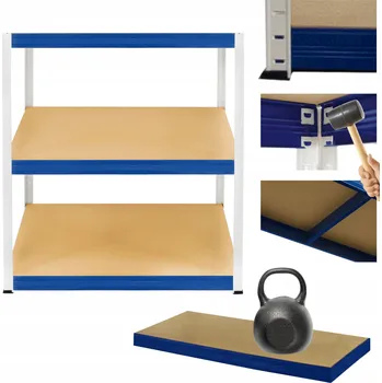 Dílenský regál Kovový regál do skladu, dílny HELIOS 90x120x35cm 3 police x 175kg, ROBUSTNÍ