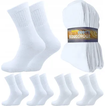 Pánské ponožky 5x PÁNSKÉ PONOŽKY FROTÉ BEZTLAKOVÉ BÍLÉ FROTÉ POLSKÉ 44-46
