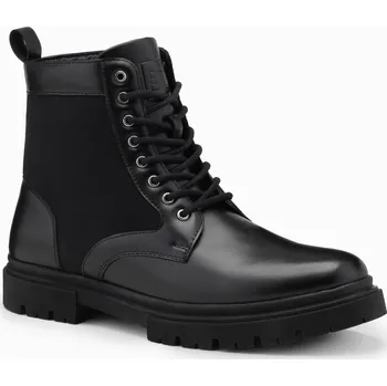 Pánská obuv Pánské vysoké boty trapper z lepených materiálů - černé V1 OM-FOBO-0174 - 43