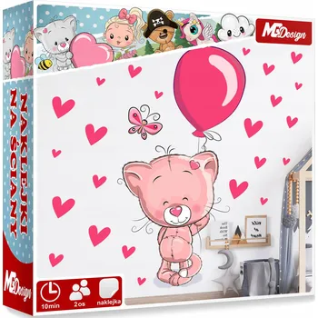 Samolepící dekorace XL VELKÁ Samolepka na stěnu KOŤÁTKO SRDÍČKA 103x57