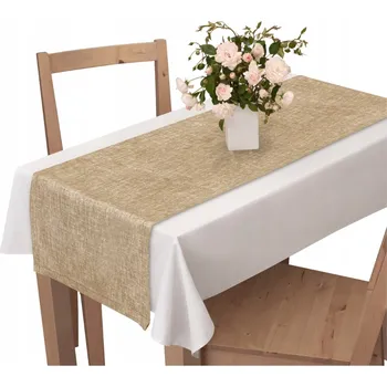 ubrus BĚHOUN NA STŮL 40X110 LNOVÝ VZOR BÉŽOVÝ