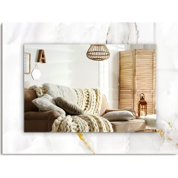 Zrcadlo Loftové zrcadlo s ozdobným skleněným rámem, vzor Bílý mramor, 80x60 cm