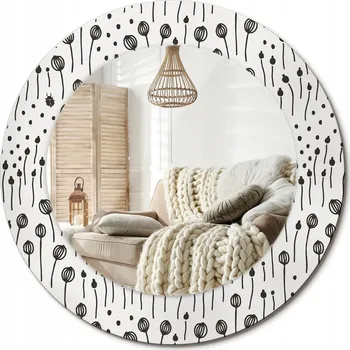 Zrcadlo Zrcadlo nástěnné s ozdobným skleněným rámem fi 50 cm Květinový vzor