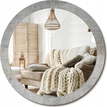 Zrcadlo Moderní dekorativní kulaté zrcadlo s potiskem Loft Šedý beton průměr 90 cm