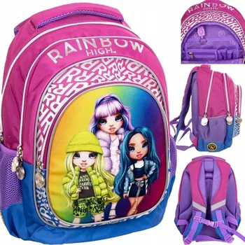 Školní batoh Vícekomorový Školní batoh Rainbow High Astra červený, fialový, vícebarevný 20 l