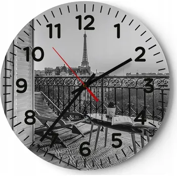 Hodiny Kuchyňské nástěnné hodiny 30x30 Město Moderní skleněné hodiny do obýváku Tiché