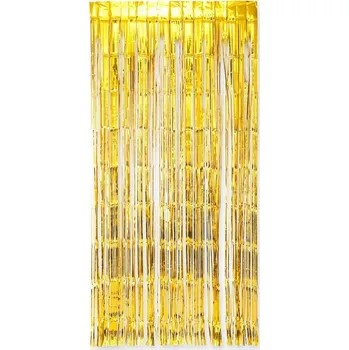 Vánoční dekorace Metalická zlatá závěsná dekorace (kurtyna) 100 x 200 cm