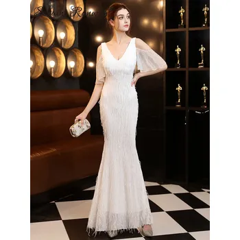 Dámské šaty Dlouhé plesové šaty Sequins SQ1136 Barva: Bílá, Velikost: XL