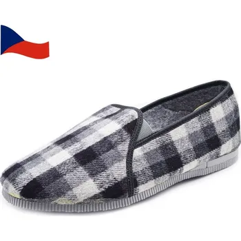 Pánské pantofle Pánské papuče nízké PEGRES 1014 Šedé káro vel. 48