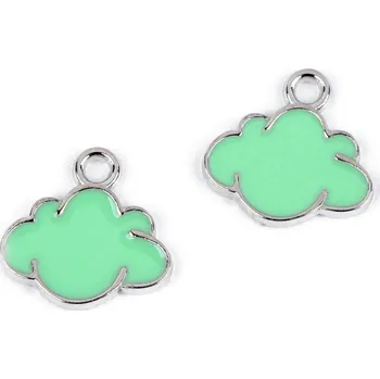 Přívěsek Kovový přívěsek / taháček na zip duha, mráček, deštník, srdce, vejce, víla Varianta: 2 zelená pastel sv mrak, Balení: 2 ks