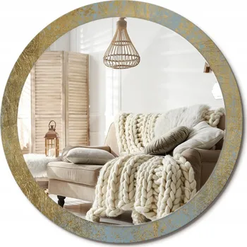 Zrcadlo Ozdobné zrcadlo s potiskem v moderním Loft stylu, velký průměr 100 cm