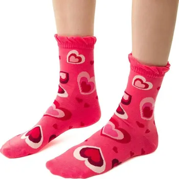 Dámské ponožky Tmavě růžové dámské srdíčkové ponožky Art.136 CO129 Velikost: 35/37