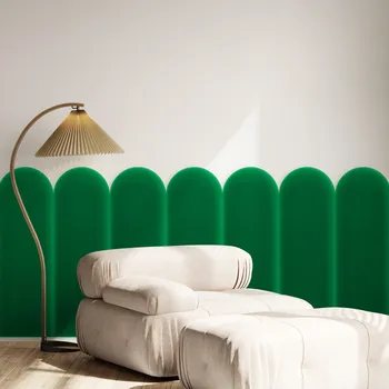 Obklad Sametový čalouněný panel - Oblouk - 20x80cm Zelená