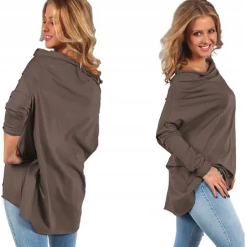 Dámská halenka Fashionweek Bavlněná halenka asymetrická oversized MF30/M295 Barva: Mocca, Velikost: Universal