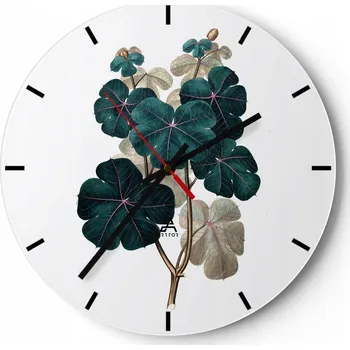 Hodiny Nástěnné hodiny do kuchyně 30x30 Rostlina Skleněné hodiny do obýváku Loft Tiché