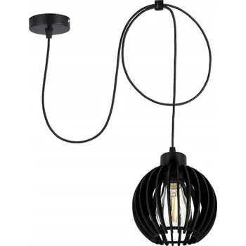 Černé stropní závěsné svítidlo ZÁVĚSNÉ Loft E27 PAVOUK černé stínidlo Dřevo