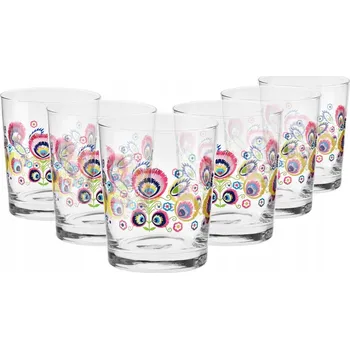 Sklenice Sklenice s Łowiczovým vzorem na vodu, džus, nápoje KROSNO Folk 250ml 6 kusů