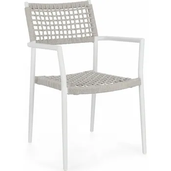 BIZZOTTO Zahradní židle CALETA bílá se šedým výpletem 0666047