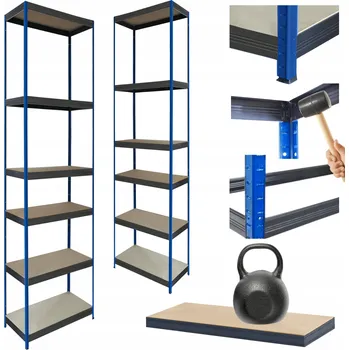 Dílenský regál Kovový regál do skladu HELIOS 213x30x30cm 6 polic x 175kg, ROBUSTNÍ