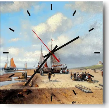 Hodiny Velké nástěnné hodiny na zeď 40x40 Krajina Skleněné hodiny Čtvercové Tiché