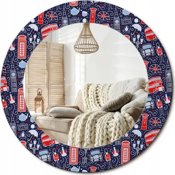 Zrcadlo Kulaté moderní zrcadlo na zeď s potiskem, sklo Loft Londýn, průměr 50 cm