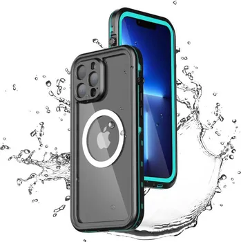 Pouzdro na mobilní telefon Ochranné voděodolné pouzdro IP68 s ochranou displeje a podporou MagSafe pro iPhone 15 PRO MAX Barva: Tyrkysová