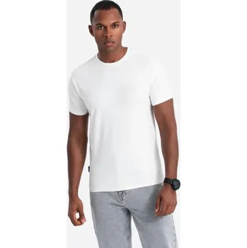 Ombre Clothing Moderní bílé pánské tričko V1 TSCT-0220