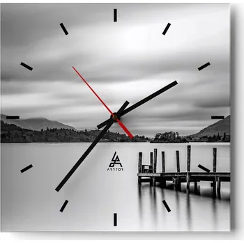 Hodiny Velké nástěnné hodiny 40x40 Krajina Skleněné hodiny Tiché