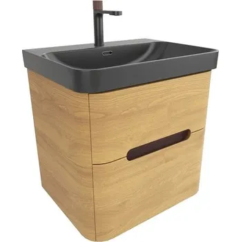 Koupelnový nábytek Koupelnová skříňka s umyvadlem SAT Fusion 57,5x53x45 cm dub medový mat SATFUSION260DMBKMB