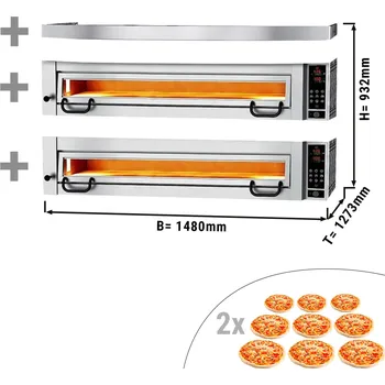 Pec na pizzu G.Gastro Pizza pec Power s digestoří - 9+9 Ø 34 cm