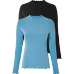 esmara® Dámské triko s dlouhými rukávy, 2 kusy (černá/modrá, L(44/46))