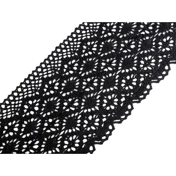 Krajka Bavlněná krajka paličkovaná šíře 11-12 cm Varianta: 4 černá, Balení: 13.5 m