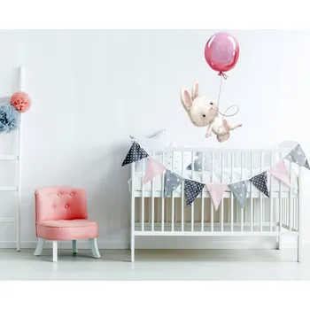 Samolepící dekorace XL Samolepka na stěnu Králíček s balónkem 115x82 cm
