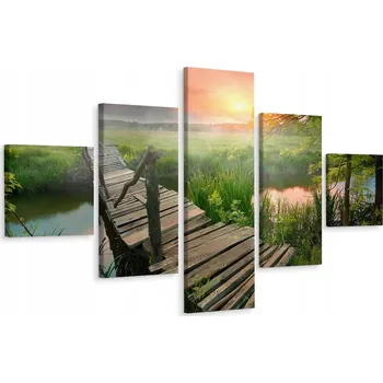 Obraz Vícedílný obraz Krajina LOUKA Mlha Řeka 200x120