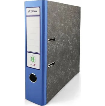 Pákový pořadač A4 EKOBOX 75 mm mramorový, modrý hřbet, široký