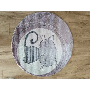 Koberec Koberec růžový, dětský s kočkami kulatý 120 cm